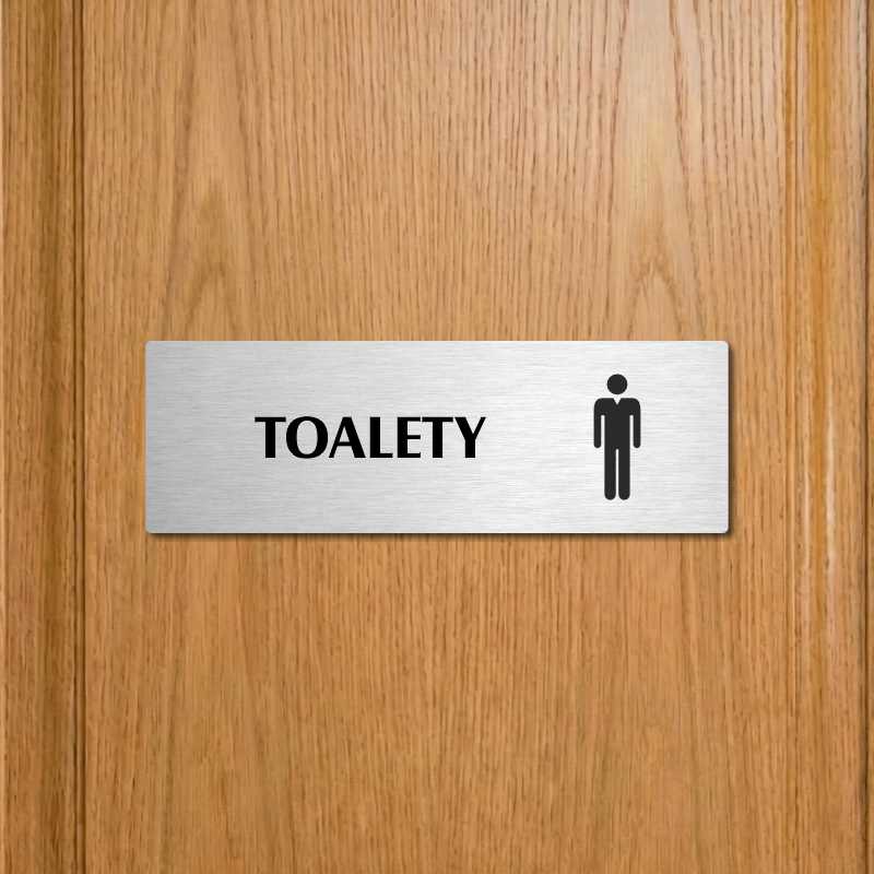 Toalety muži, 200x66mm, zlatá popiska s imitacemi šroubků